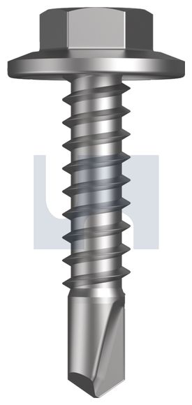 SCREW SDM HEX BARE SS 304 12-14 X 25